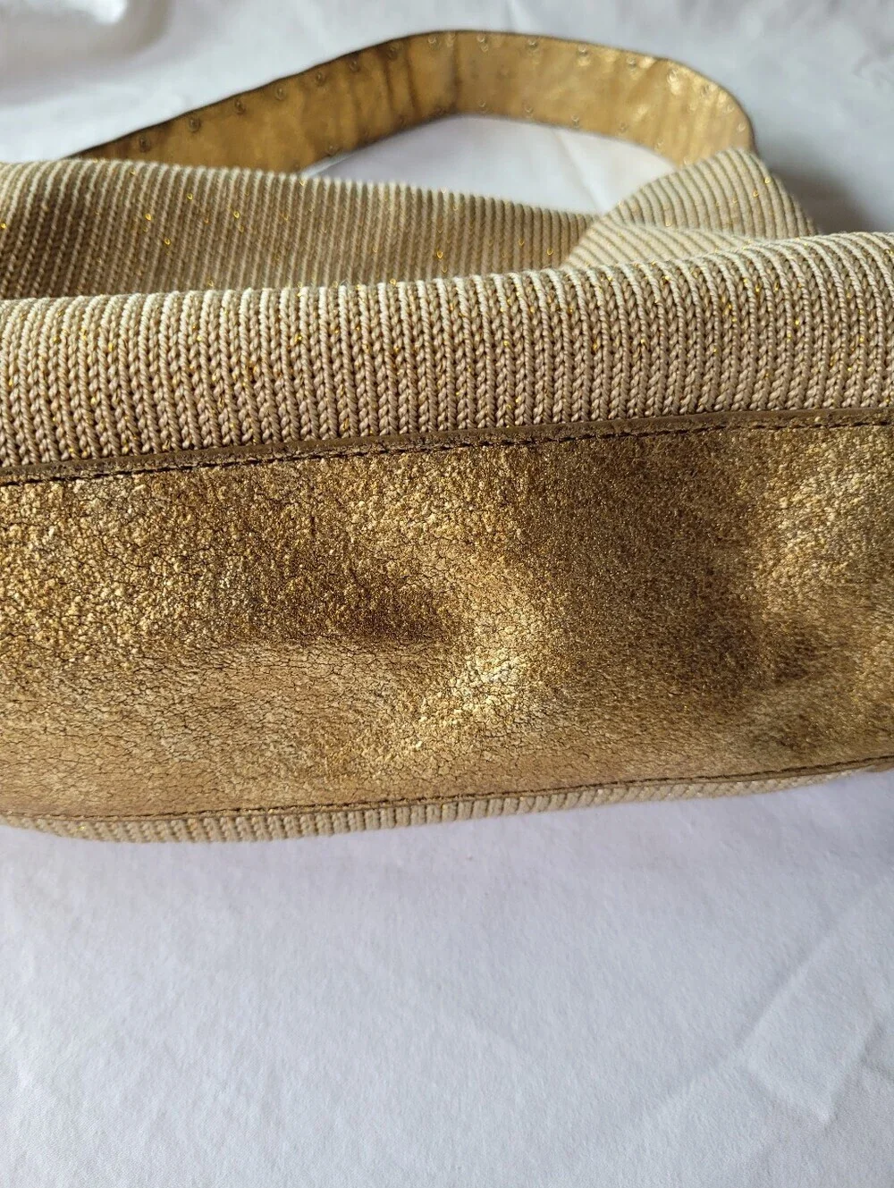 The Sak Woven Gold Shoulder Bag - Elegant Everyday Tote